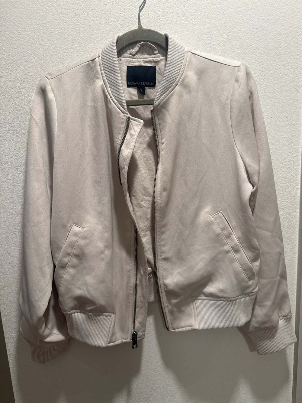Banana Republic Light Bomber Jacket (gray/cream color) Size Small